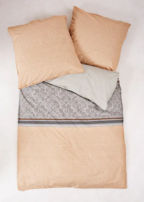 Parure de lit en percale avec rayures et ornements, bonprix