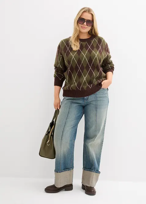 Feinstrickpullover mit Karomuster, bonprix