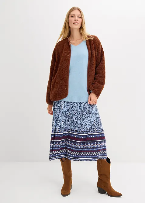 Pull en fine maille douce à manches ballon, bonprix