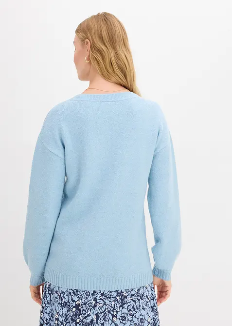 Pull en fine maille douce à manches ballon, bonprix