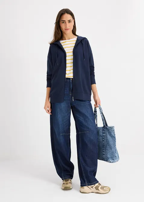 Sweat zippé long, bonprix