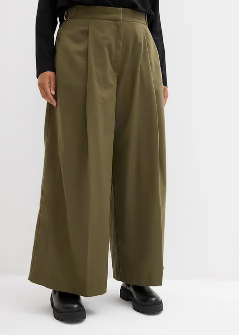 Pantalon en viscose mélangée avec boucles latérales, bonprix