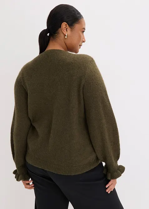 Oversize-Strickjacke aus weichem Woll-Mix, bonprix