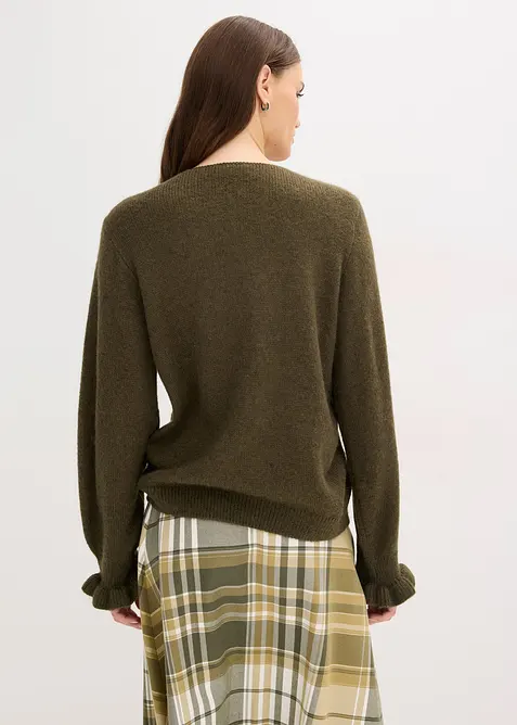 Oversize-Strickjacke aus weichem Woll-Mix, bonprix