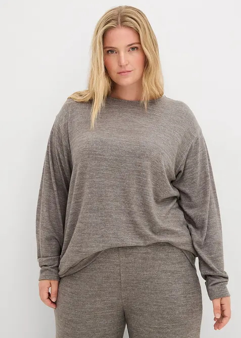 Sweat-shirt long aspect maille, bonprix