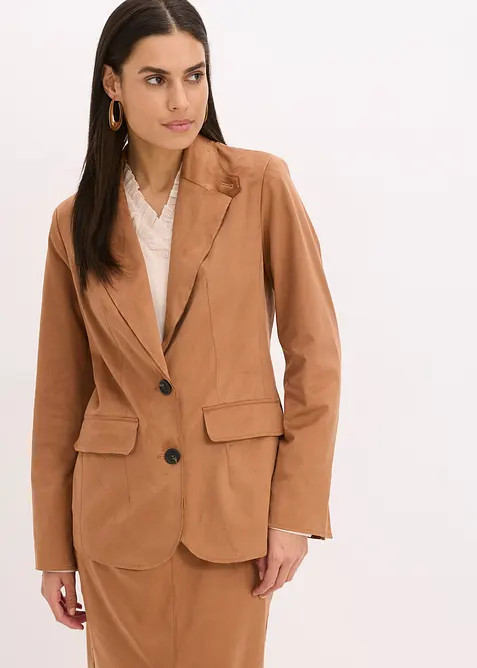 Velourslederimitat-Blazer, bonprix
