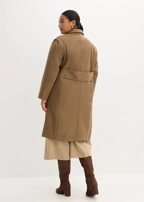 Manteau duveteux &agrave; manches amovibles, bonprix
