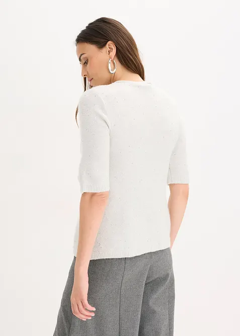 Halbarmpullover mit Pailletten und Glanzgarn, bonprix