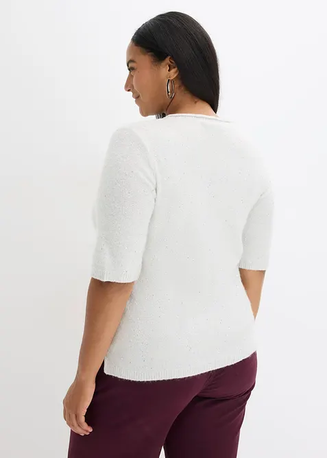 Pull manches coudes à sequins et fil brillant, bonprix