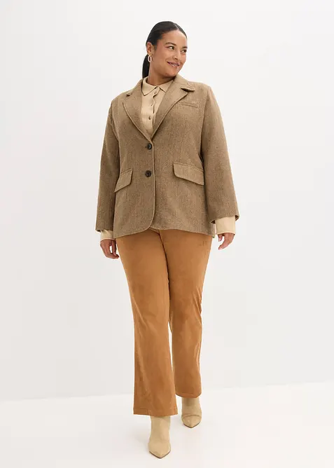 Blazer mit Fischgratmuster und Wollanteil, bonprix