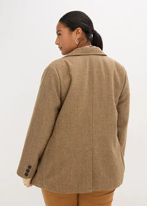 Blazer mit Fischgratmuster und Wollanteil, bonprix