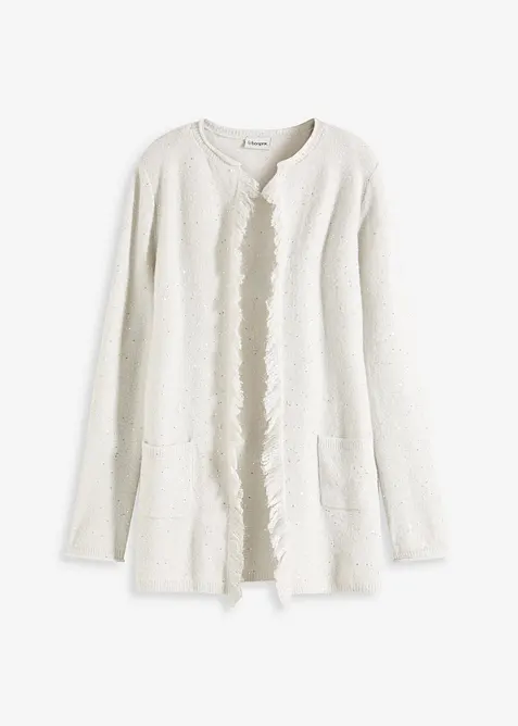 Kurzer Strickmantel mit Pailetten und Glanzgarn, bonprix
