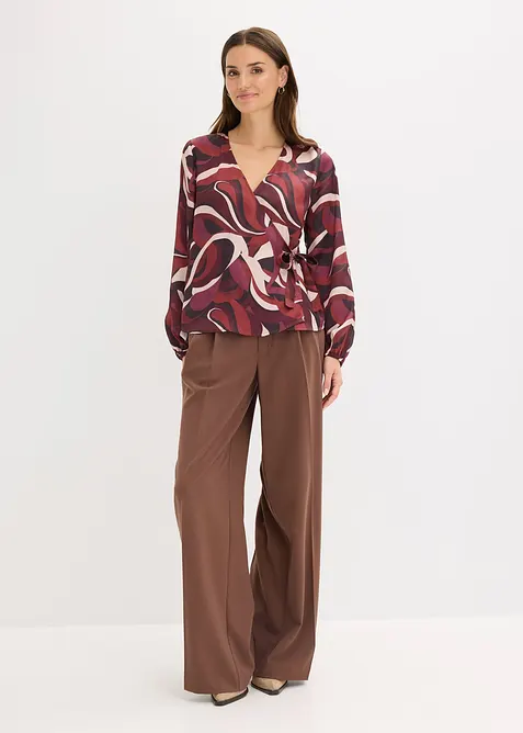 Wickelbluse aus fließendem Satin, bonprix