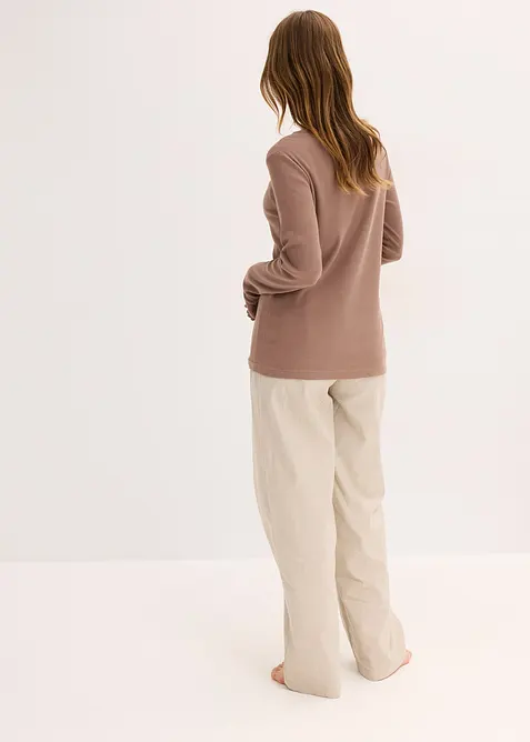 Loungewear Rippshirt mit gewebter Hose, bonprix