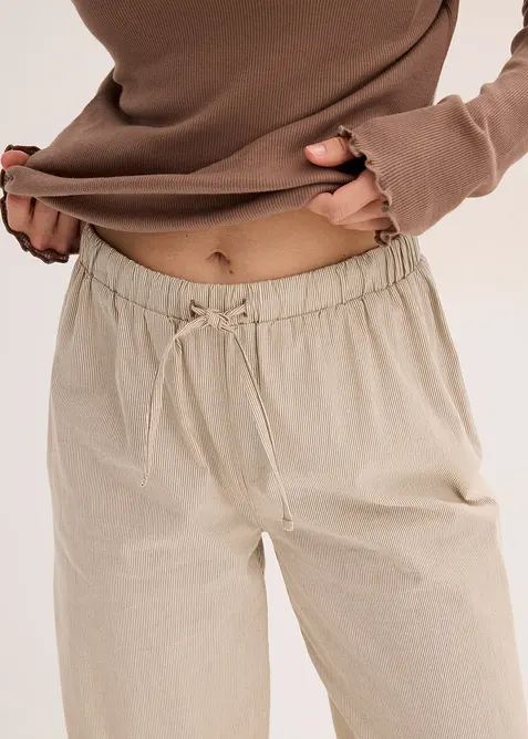 Loungewear Rippshirt mit gewebter Hose, bonprix