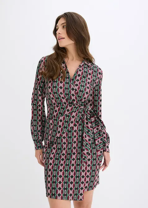 Wickelkleid aus strukturiertem Jersey, bonprix
