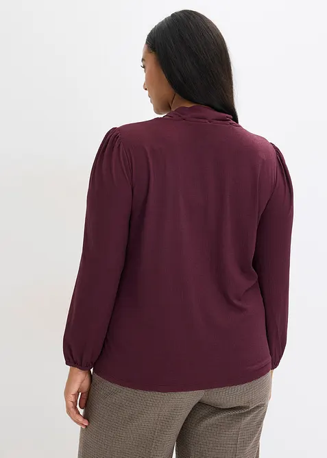 T-shirt manches longues texturé à lavallière amovible, bonprix