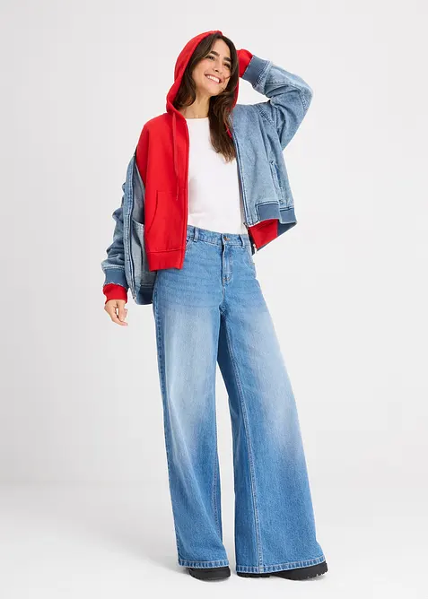 Sweat zippé oversize, bonprix