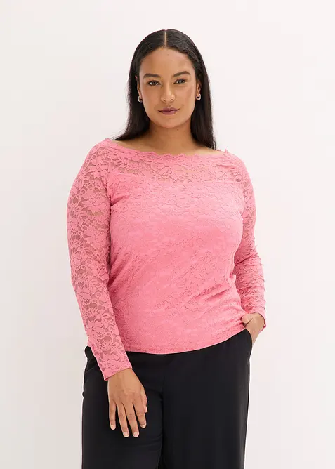 T-shirt manches longues en dentelle, bonprix