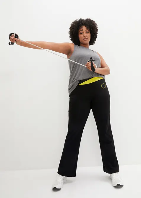 Pantalon de sport en coton, jambes évasées, bonprix