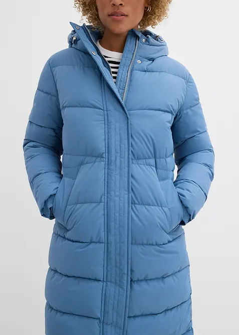 Langer Stepp-Mantel mit Kapuze, bonprix