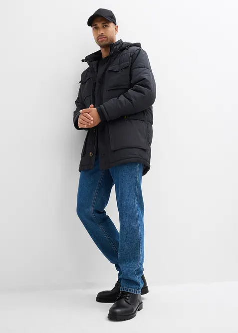 Parka matelassée et rembourrée avec poches plaquées et capuche amovible, bonprix