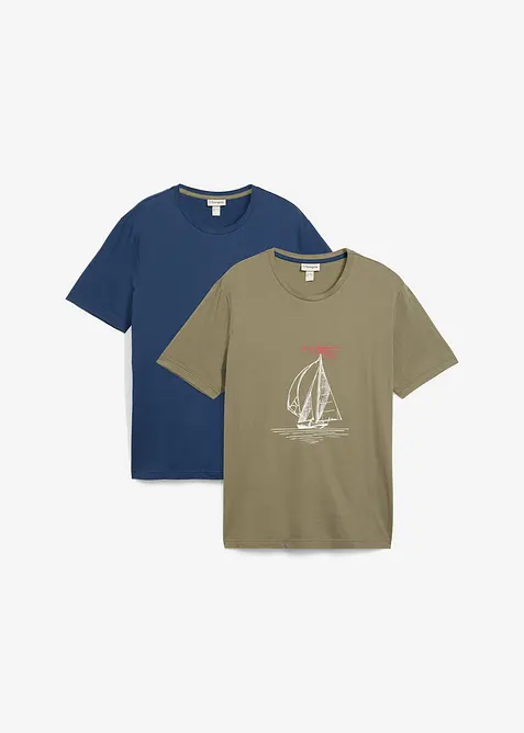 Lot de 2 T-shirts 100% coton, bonprix