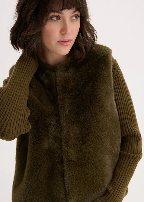 Gilet sans manches en peluche, bonprix