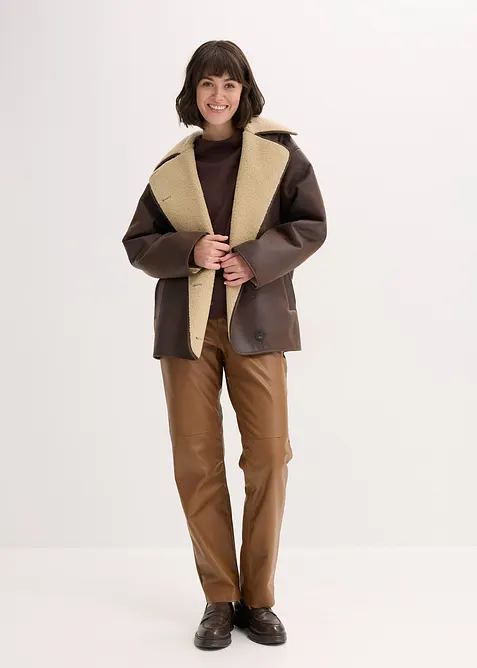 Pantalon enduit à taille élastiquée, bonprix