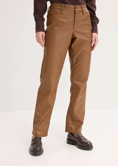 Pantalon enduit à taille élastiquée, bonprix