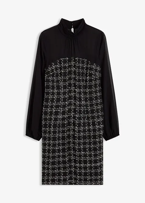 Minikleid aus Bouclé mit Chiffon Ärmeln, bonprix