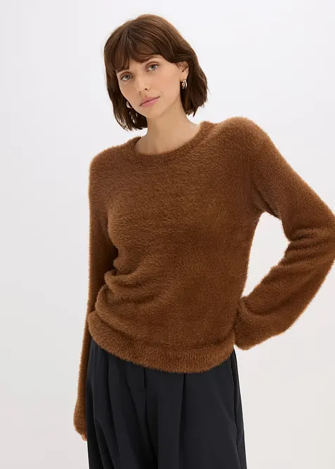 Pullover in Pl&uuml;sch-Optik, bonprix