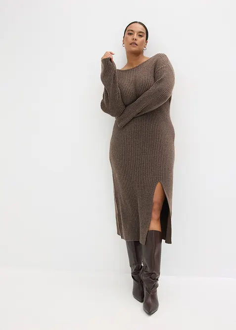 Strickkleid mit Schlitz, bonprix