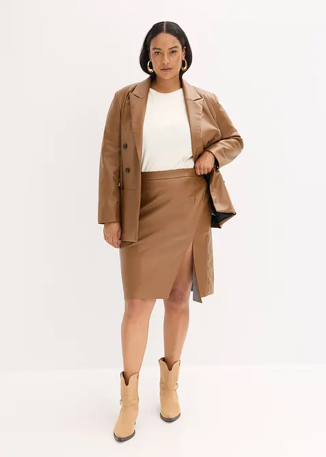 Bleistiftrock aus Lederimitat, bonprix