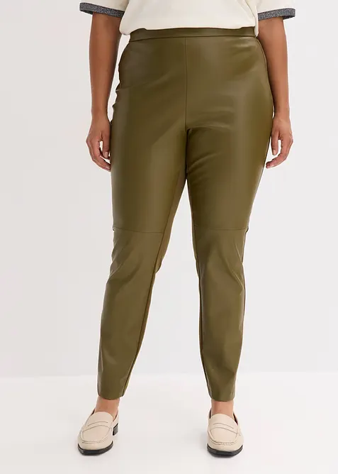 Pantalon bi-matière Punto di Roma et tissu enduit, bonprix