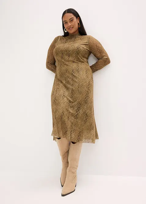 Midikleid aus feinem Mesh, bonprix