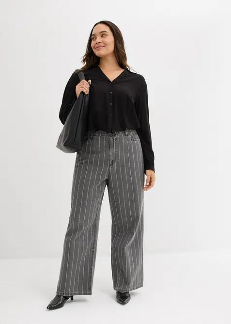 Wide-Leg-Jeans High Waist mit Destroyed Effekten, bonprix