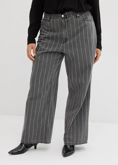 Wide-Leg-Jeans High Waist mit Destroyed Effekten, bonprix