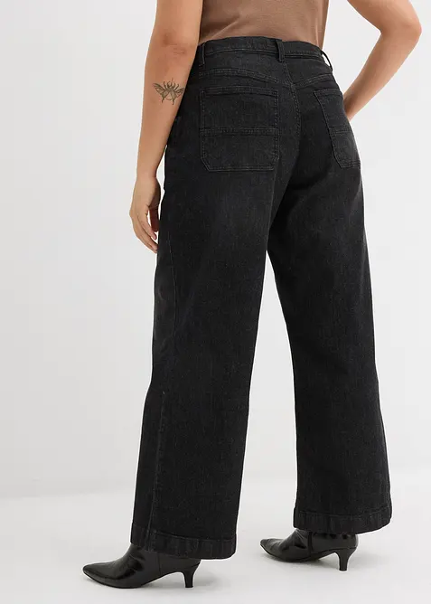 Wide-Leg-Jeans Mid Waist mit aufgesetzten Taschen, bonprix