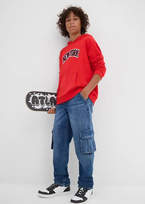 Jean cargo loose, doublure chaude en jersey, fuselé, bonprix