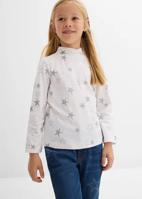 Lot de 2 T-shirts manches longues en coton extensible, bonprix