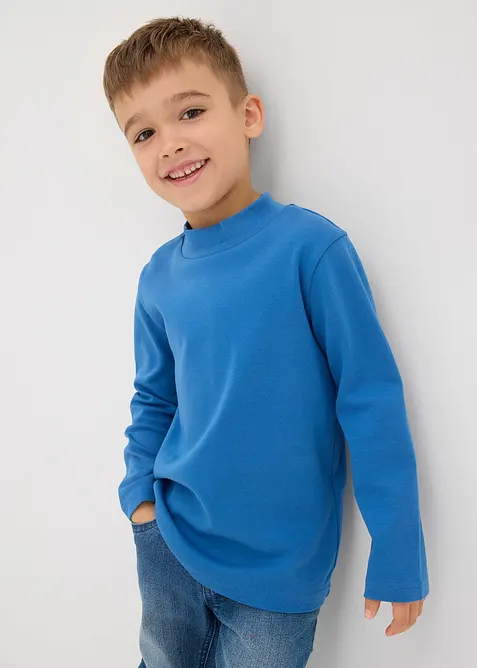 Langarmshirt mit Stehkragen aus reiner Bio-Baumwolle (2er Pack), bonprix