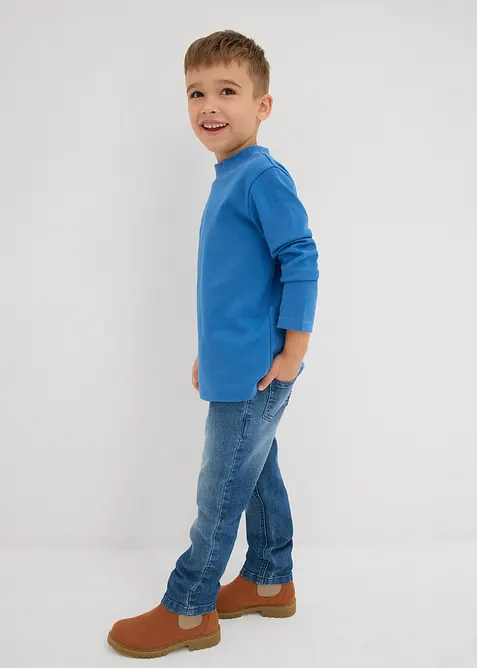 Langarmshirt mit Stehkragen aus reiner Bio-Baumwolle (2er Pack), bonprix