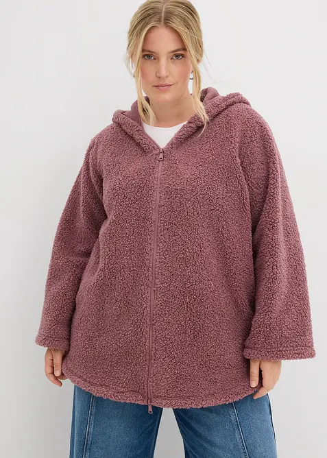 Teddy-Fleece Jacke in A-Linie mit Seitenschlitzen, bonprix