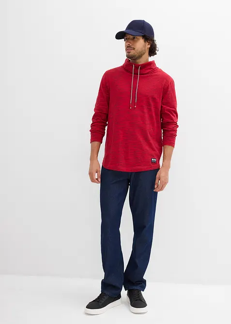 T-shirt manches longues à col châle, bonprix