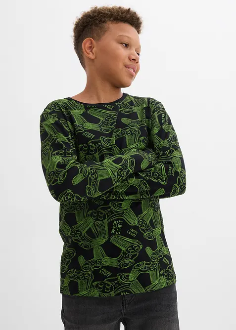 Lot de 3 T-shirts manches longues en coton doux et extensible, bonprix