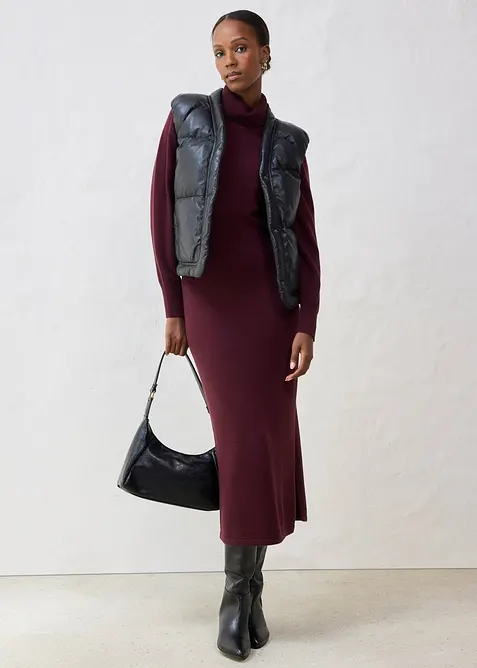 Leder-Steppweste aus Lammnappa, bonprix