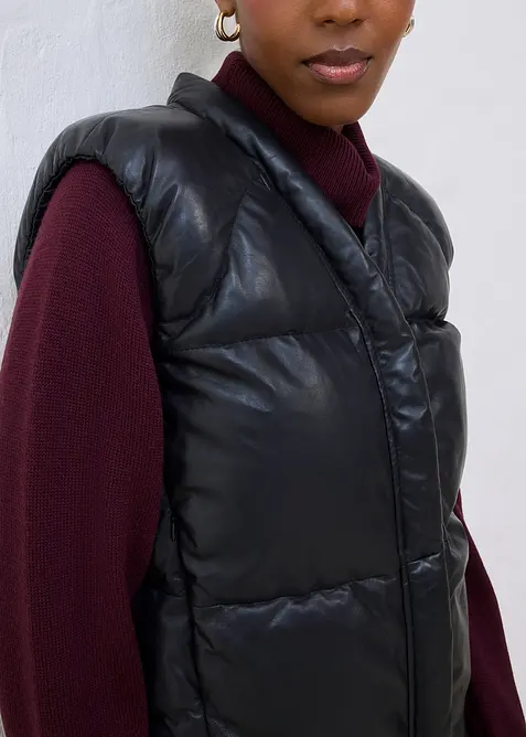 Doudoune sans manches en cuir d&rsquo;agneau nappa, bonprix