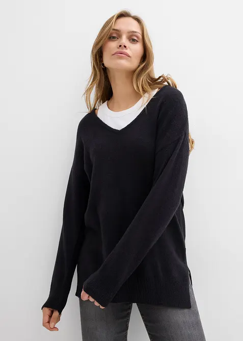 Oversize Longpullover mit Seitenschlitzen, bonprix