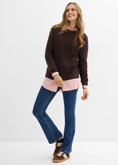 Oversize-Pullover aus Zopfstrick, bonprix